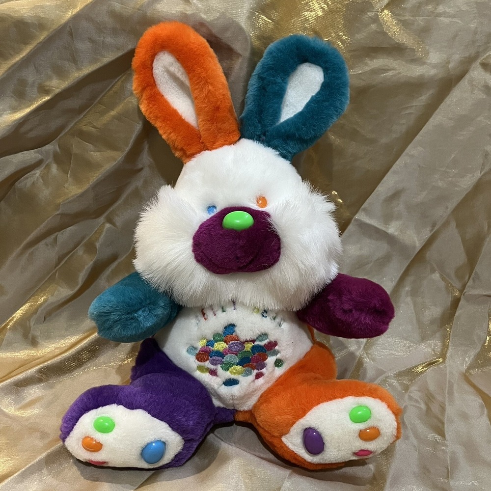 VTG Easter Hopster Multicolor Jelly bean chubby cheeks Bunny Rabbit Plush 15"